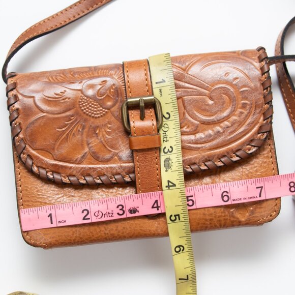 Patricia Nash Torri Purse Tooled Leather Clutch Convertible Crossbody Bag Brown - Picture 12 of 12
